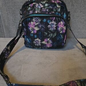 Lug Black and Purple Crossbody Bag with Adjustable Strap
